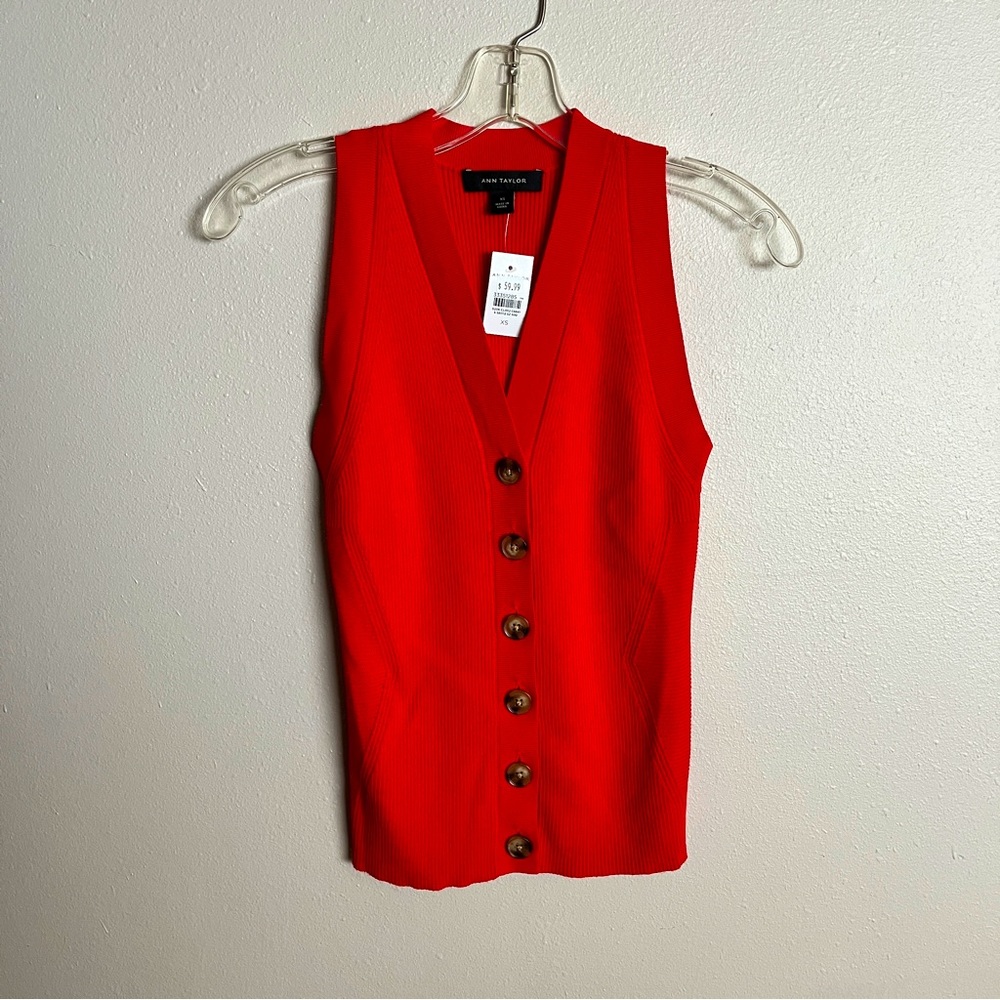 NWT Red Sweater Vest by Ann Taylor, XS